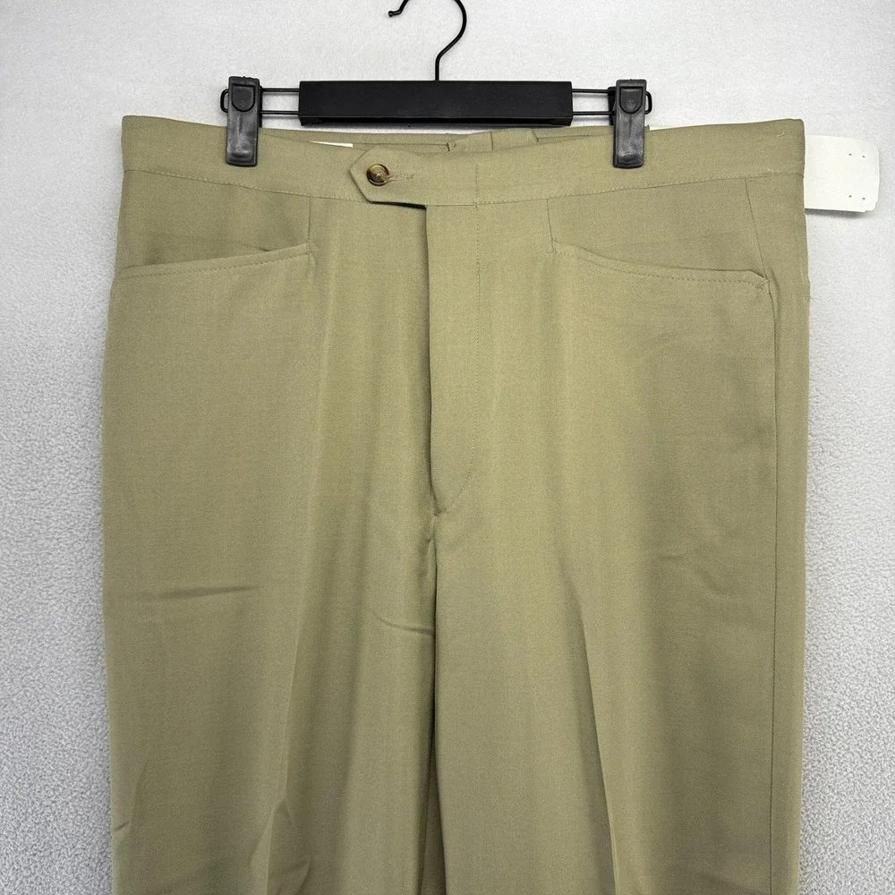 Vintage Sansabelt Dress Pants men's 36 Long Beige Trousers Madison Unhemmed NEW